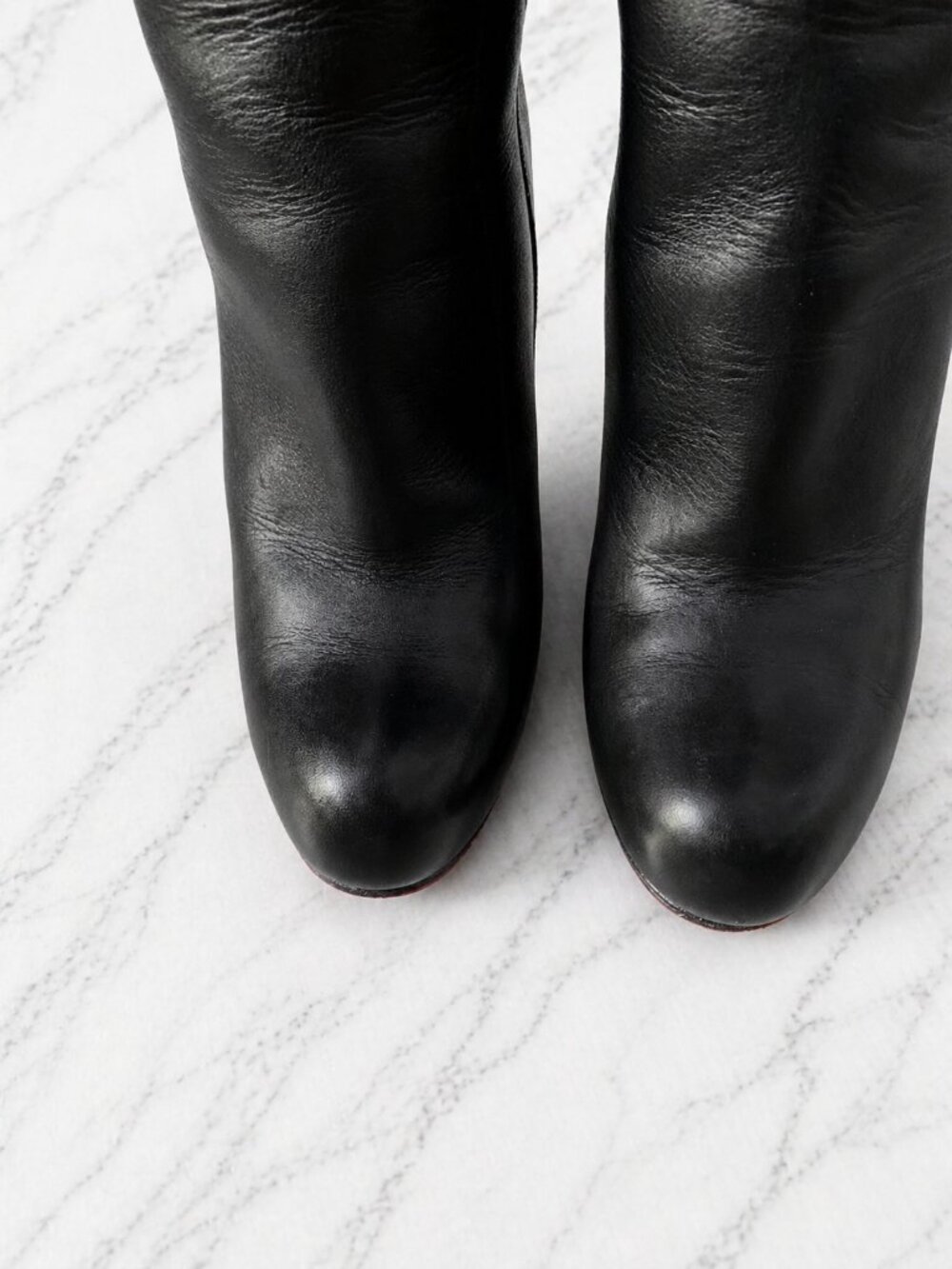 Christian Louboutin Black Napa Leather New Simple Botta Knee Length Boots 37 - Picture 11 of 15